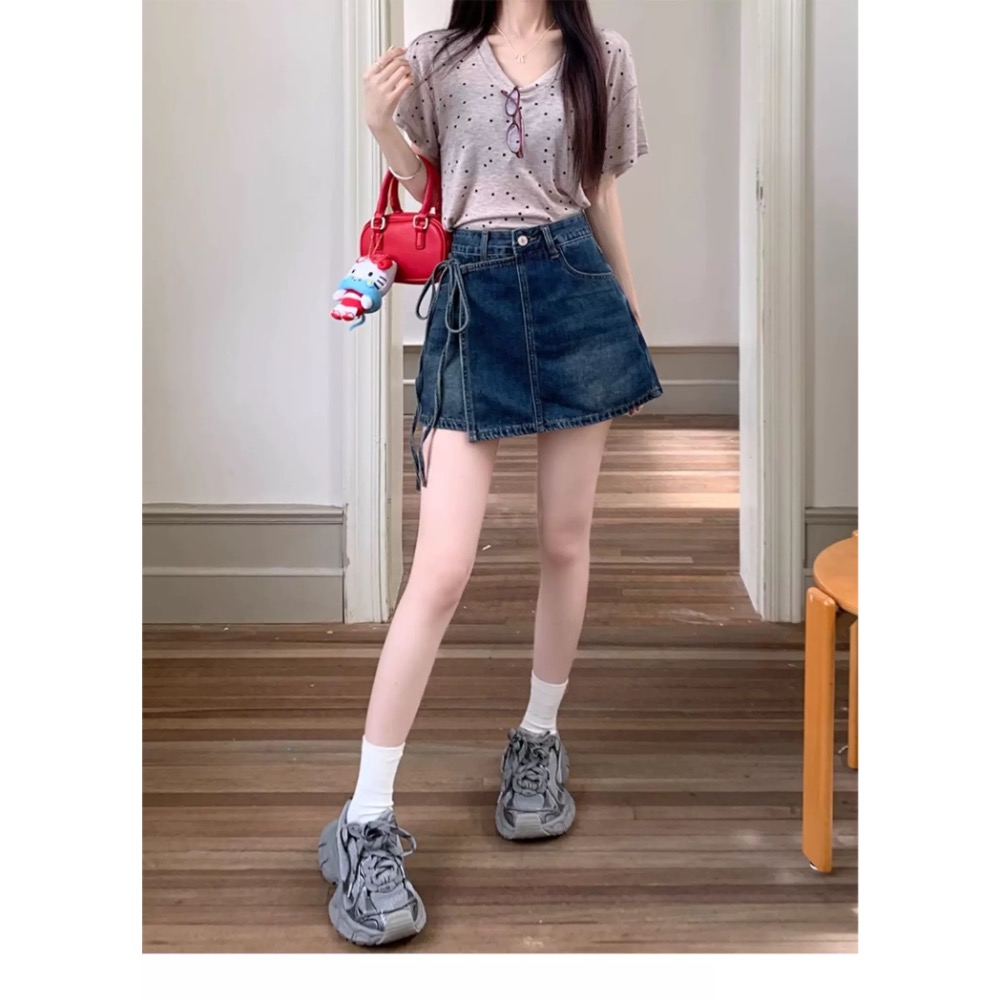 打造一雙大長腿#假兩件綁帶設計感褲裙-細節圖2