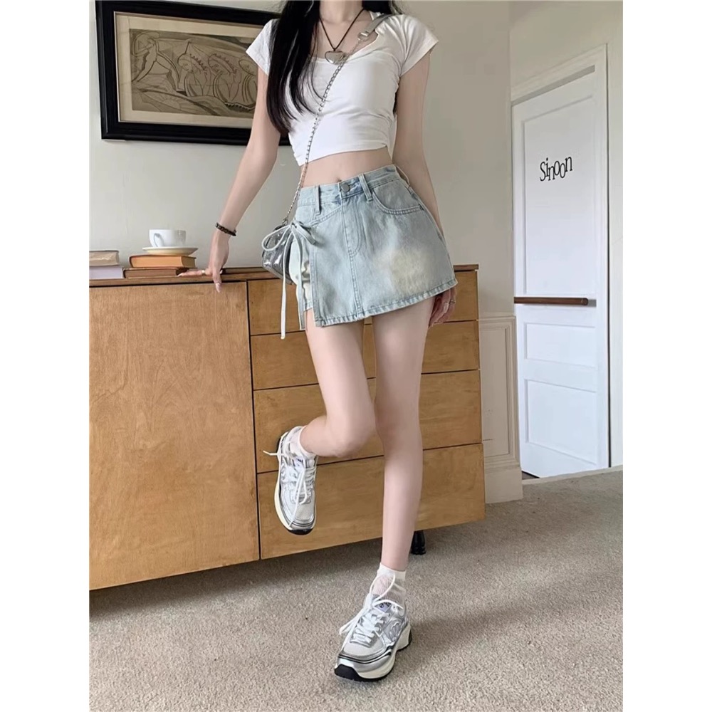 打造一雙大長腿#假兩件綁帶設計感褲裙-細節圖3