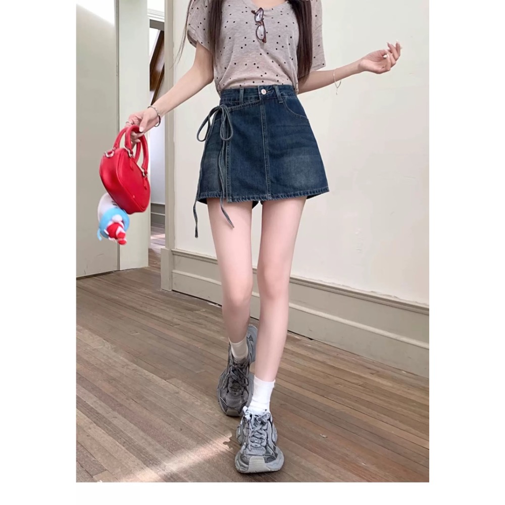 打造一雙大長腿#假兩件綁帶設計感褲裙-細節圖4