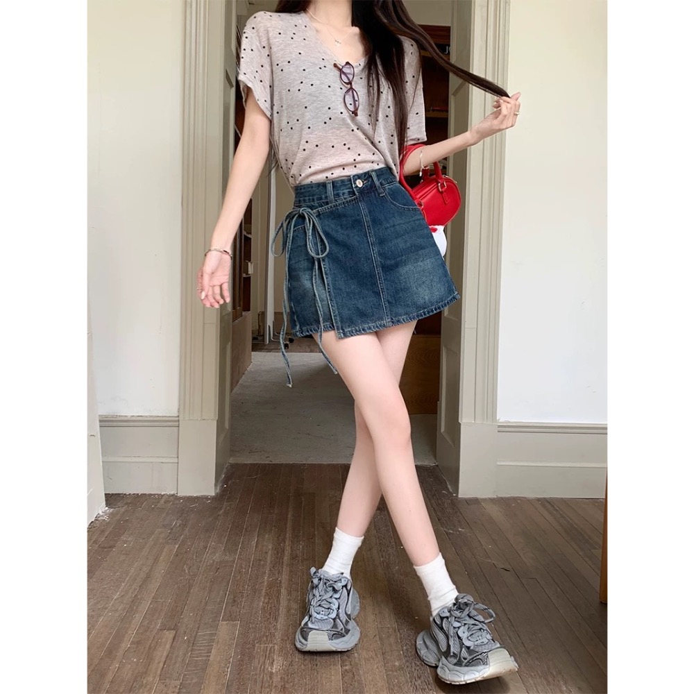 打造一雙大長腿#假兩件綁帶設計感褲裙-細節圖6