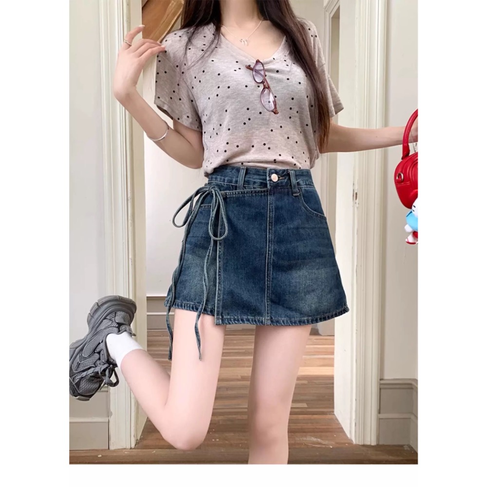 打造一雙大長腿#假兩件綁帶設計感褲裙-細節圖7