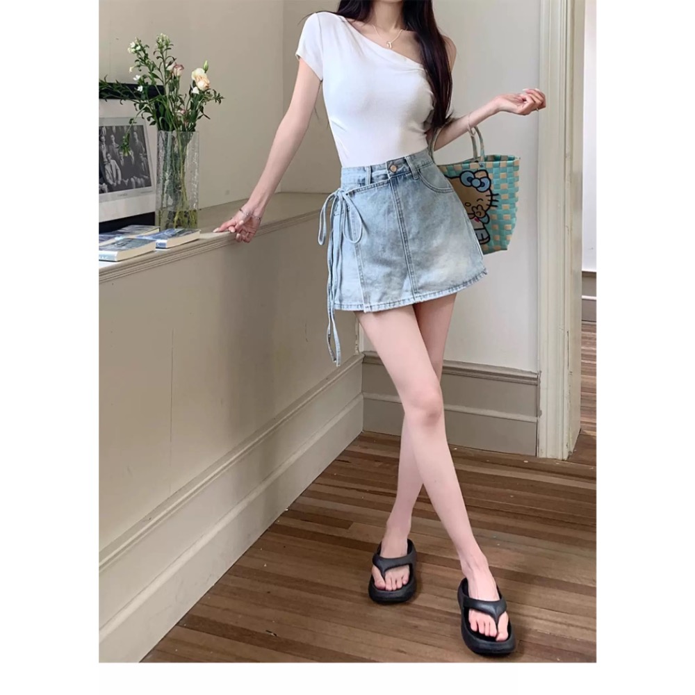 打造一雙大長腿#假兩件綁帶設計感褲裙-細節圖8