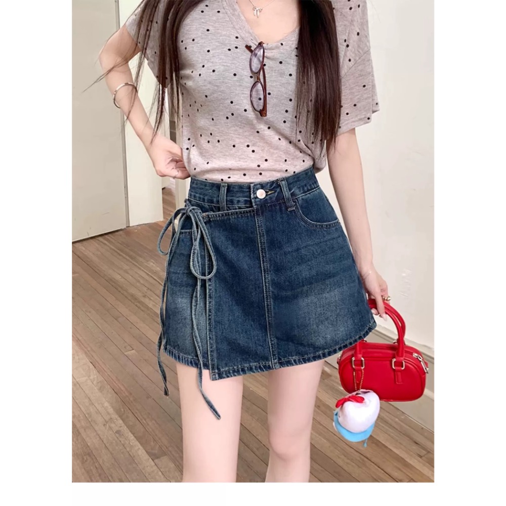 打造一雙大長腿#假兩件綁帶設計感褲裙-細節圖9