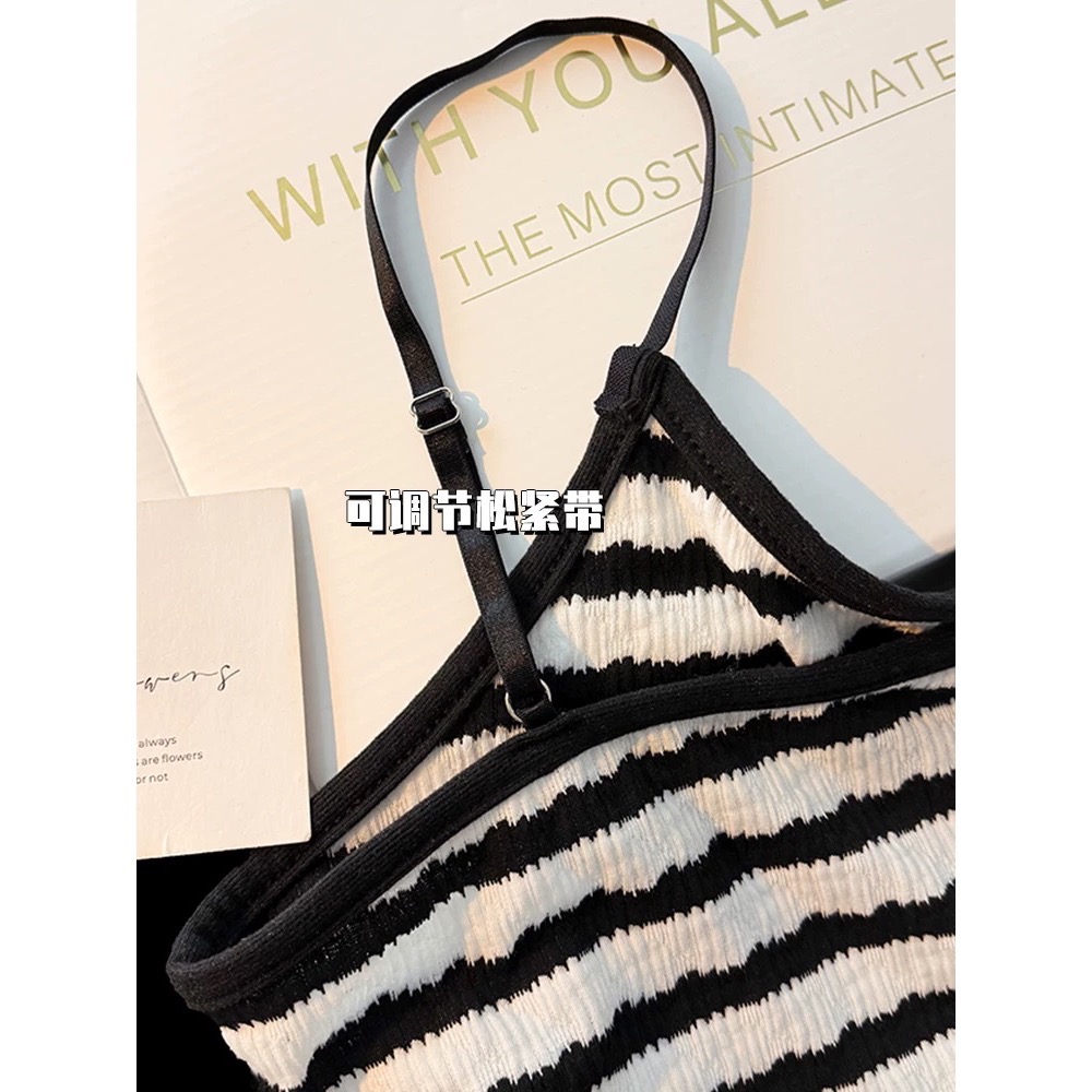 吊帶條紋睡衣純欲風家居服套裝 #自帶胸墊-細節圖8