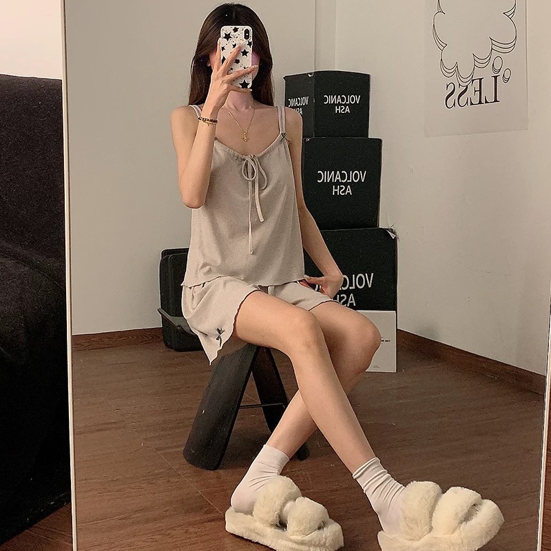 純欲風蝴蝶結綁帶家居服套裝 #自帶胸墊-細節圖5