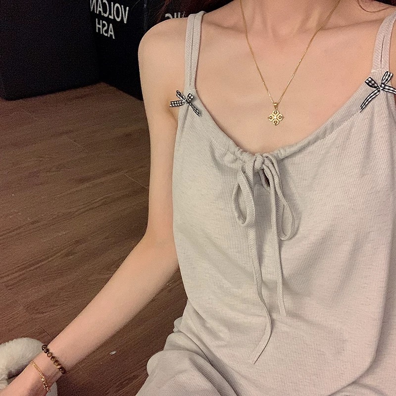 純欲風蝴蝶結綁帶家居服套裝 #自帶胸墊-細節圖10