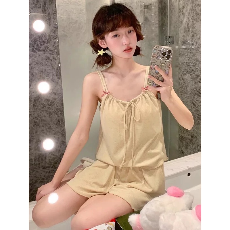 純欲風蝴蝶結綁帶家居服套裝 #自帶胸墊-細節圖11