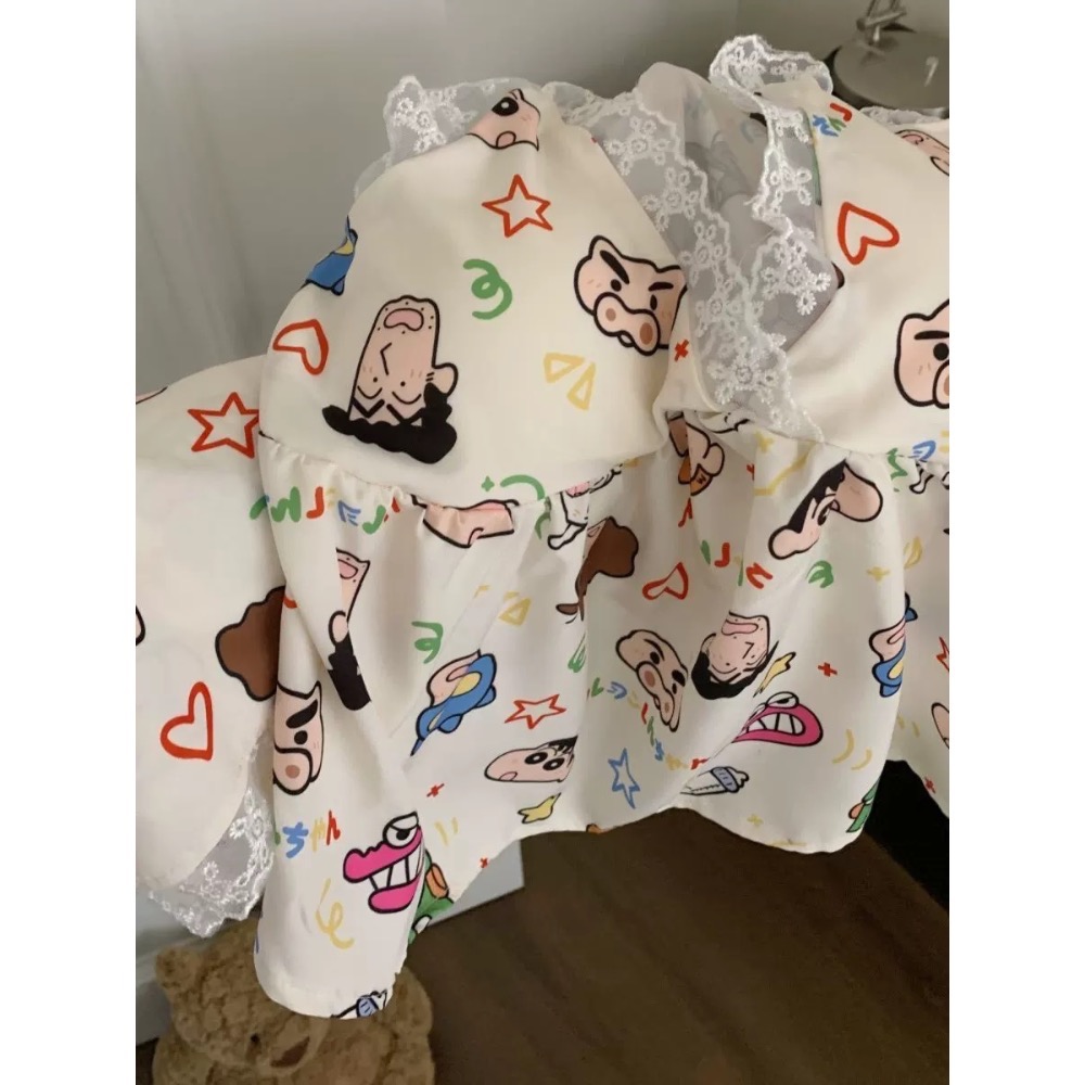 吊帶蕾絲蠟筆小新貓居家服 睡衣-細節圖2