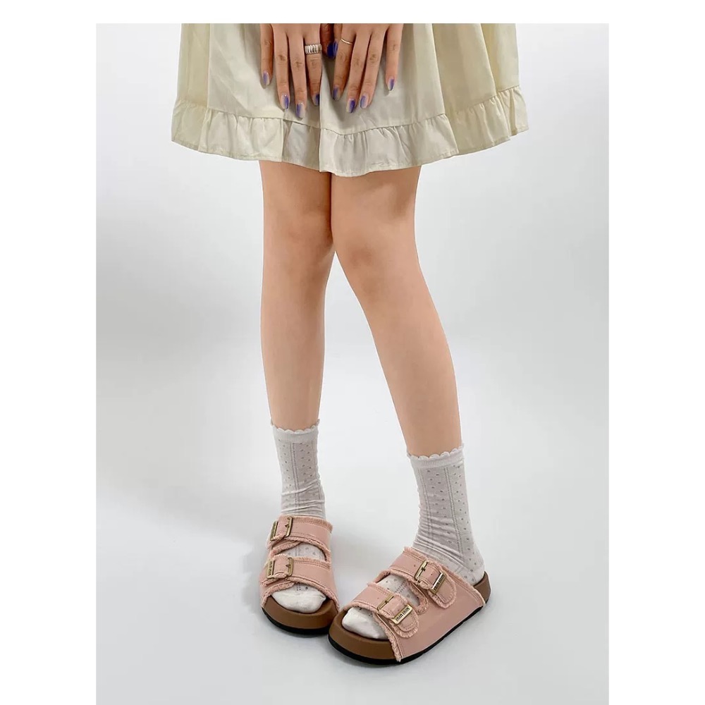 復古高級感m字母厚底勃肯拖鞋-細節圖9