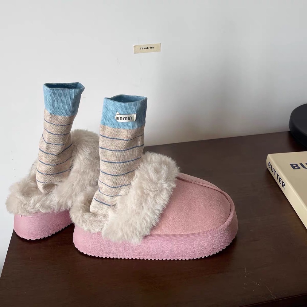 厚底保暖毛毛拖鞋/半拖雪地靴-細節圖4