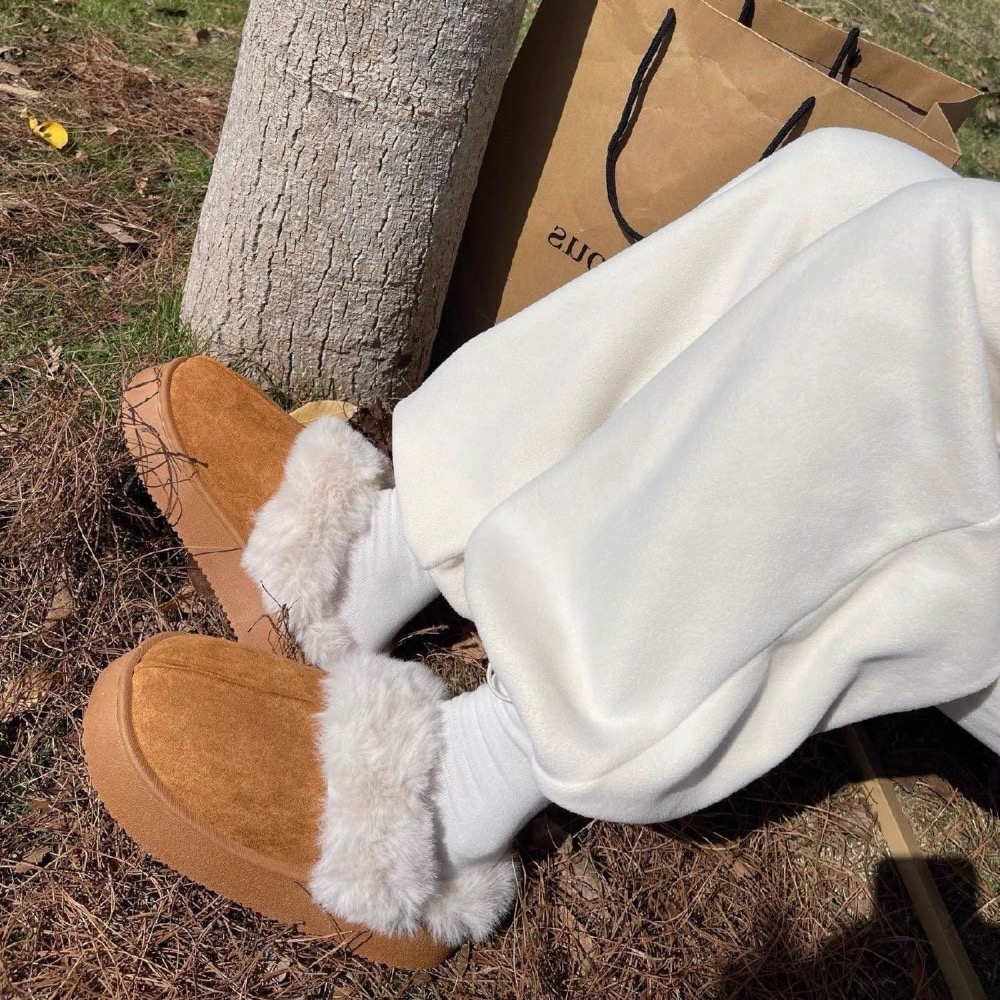 厚底保暖毛毛拖鞋/半拖雪地靴-細節圖11