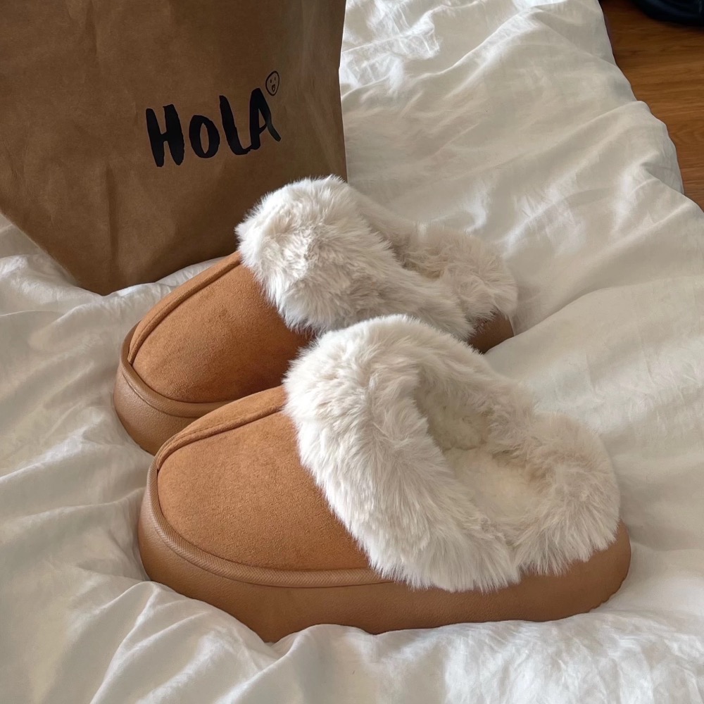 厚底保暖毛毛拖鞋/半拖雪地靴-細節圖6