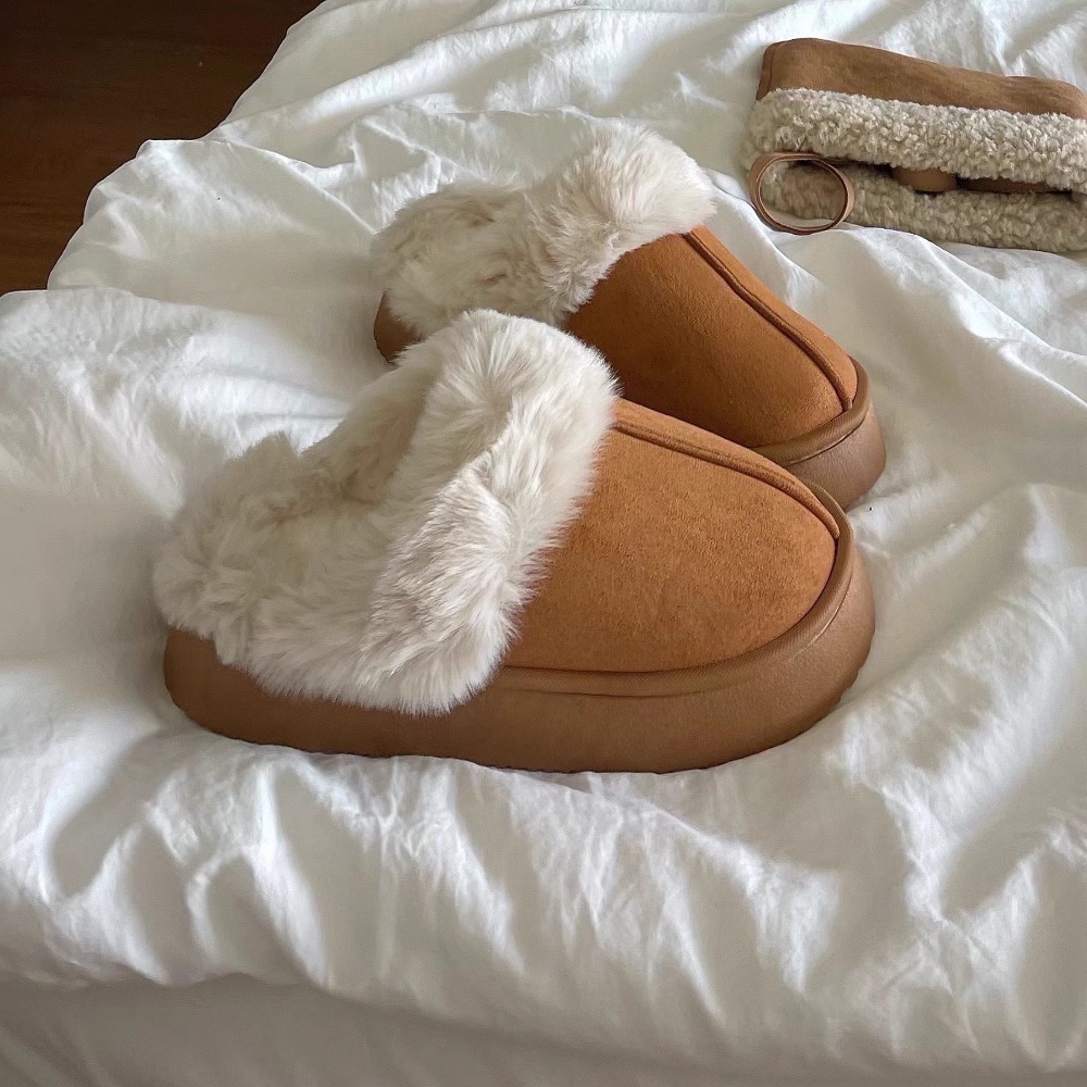 現貨🔥厚底保暖毛毛拖鞋/半拖雪地靴-細節圖5