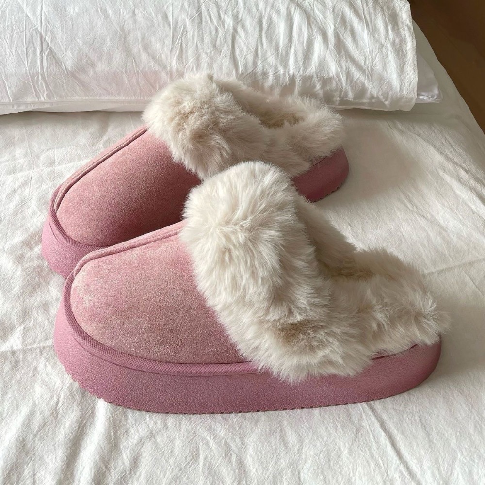 現貨🔥厚底保暖毛毛拖鞋/半拖雪地靴-細節圖8