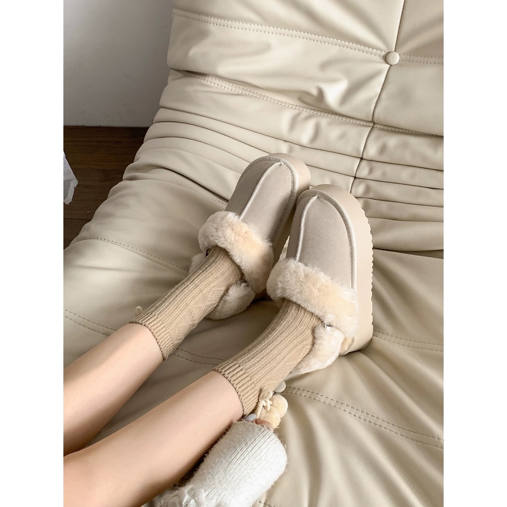 35-42碼 厚底毛毛雪地靴 #後跟可拆卸 3色-細節圖11