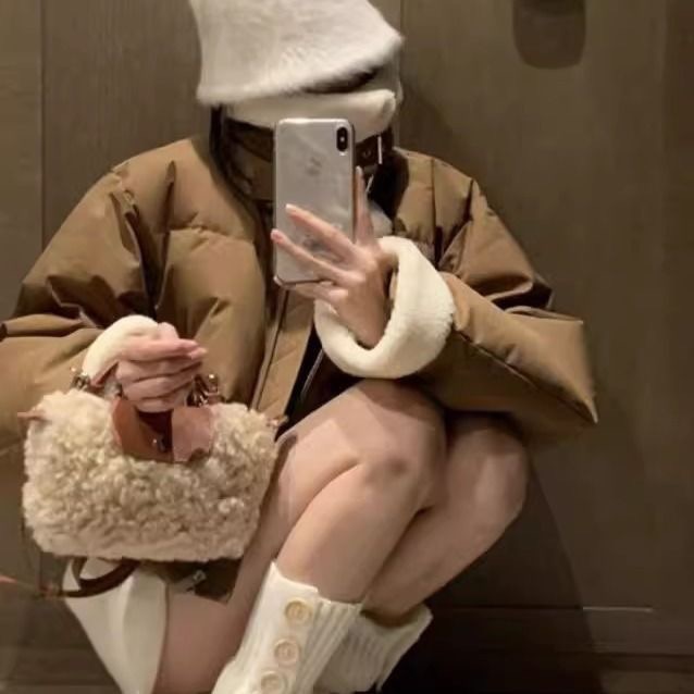 #美拉德色系 羊羔毛餃子迷你包-細節圖4