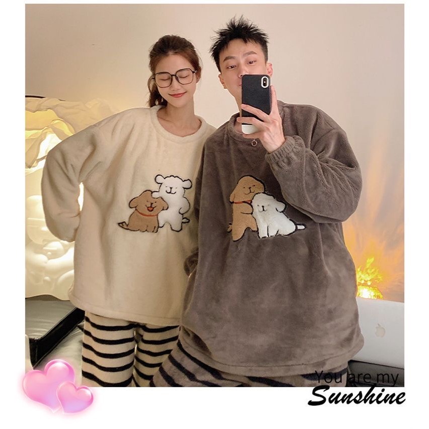 珊瑚絨線條狗狗SET #男女款-細節圖2