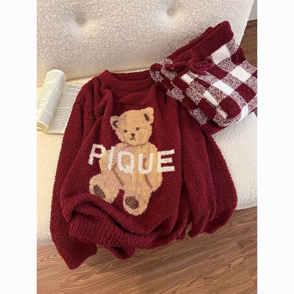 紅色格子小熊家居服套裝-細節圖7