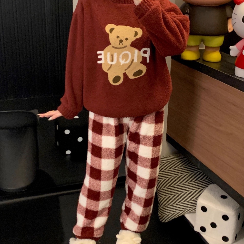 紅色格子小熊家居服套裝-細節圖8