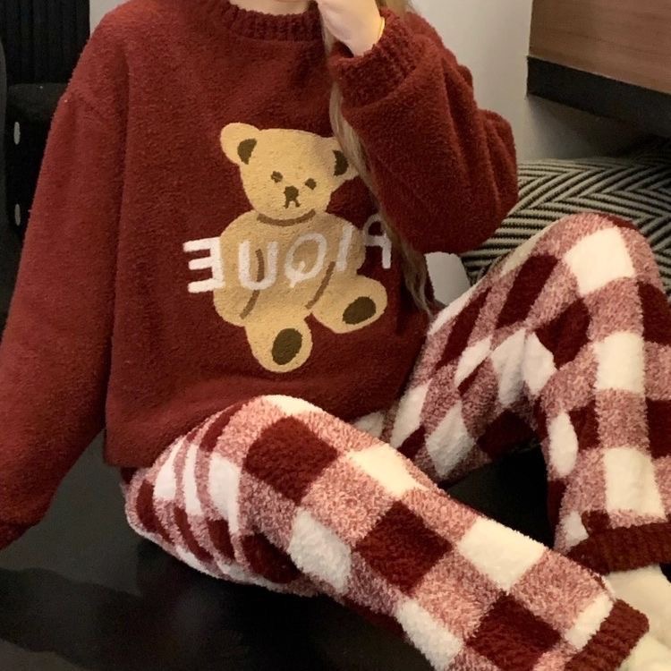 紅色格子小熊家居服套裝-細節圖10