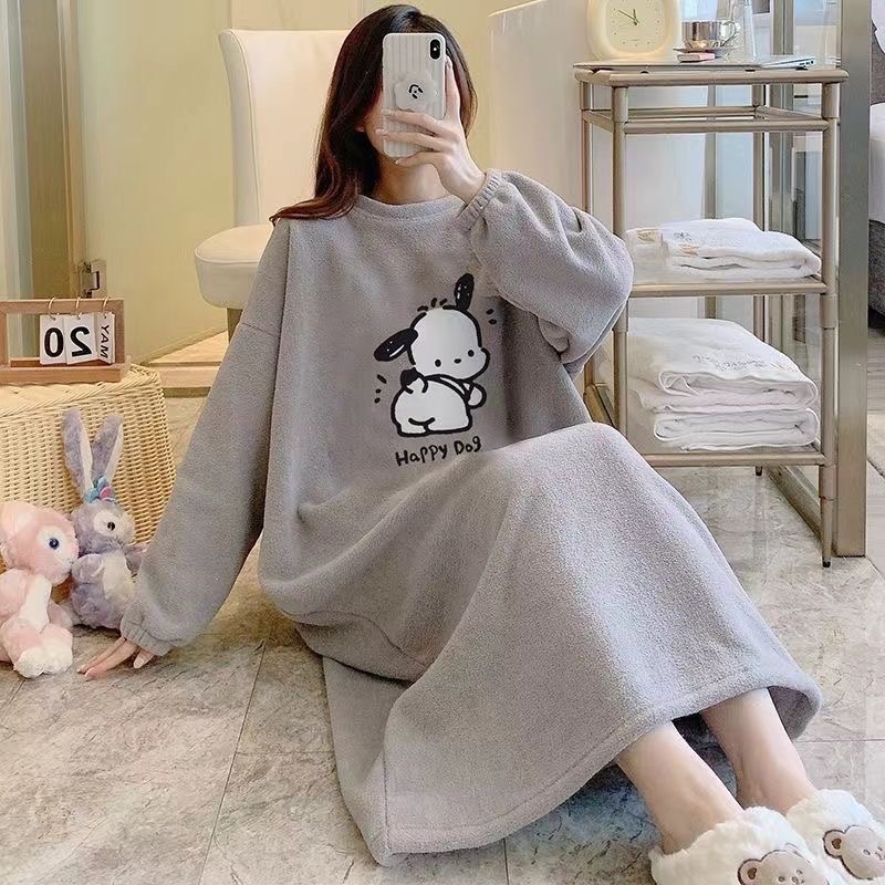 可愛卡通睡衣睡裙 保暖刷毛-細節圖3