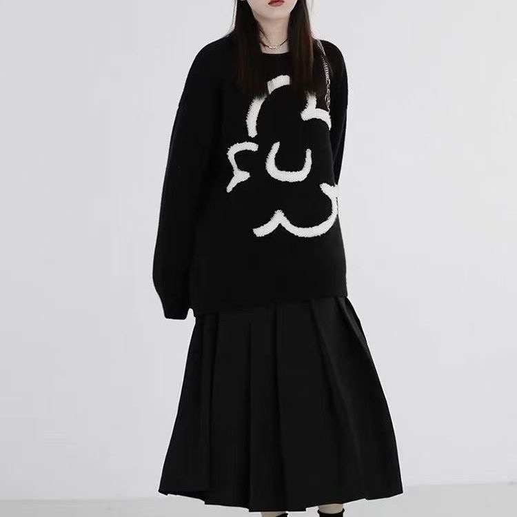氛圍感立體繡花朵  軟糯慵懶毛衣-細節圖3