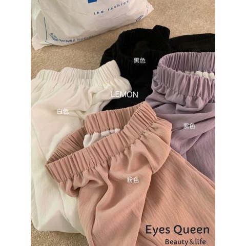 [Eyes Queen]現貨 檸檬家寬褲 鬆緊腰闊腿褲 高腰寬褲 寬褲 高腰A字寬褲 A字闊腿褲 鬆緊腰寬褲-細節圖6