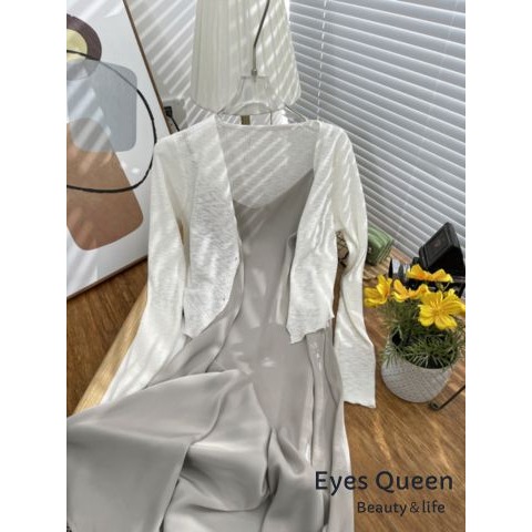 [Eyes Queen]現貨 法式吊帶連衣裙 緞面連身裙 內搭裙 吊帶洋裝 洋裝 醋酸洋裝 吊帶裙 連身裙 連身洋裝-細節圖4