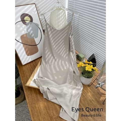 [Eyes Queen]現貨 法式吊帶連衣裙 緞面連身裙 內搭裙 吊帶洋裝 洋裝 醋酸洋裝 吊帶裙 連身裙 連身洋裝-細節圖7