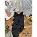 [Eyes Queen]現貨 法式吊帶連衣裙 緞面連身裙 內搭裙 吊帶洋裝 洋裝 醋酸洋裝 吊帶裙 連身裙 連身洋裝-規格圖8
