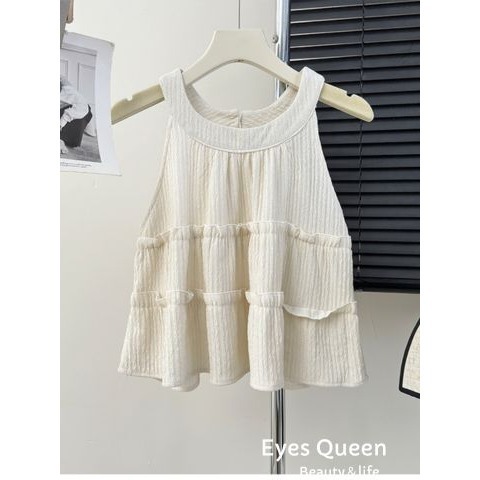 [Eyes Queen]無袖圓領掛脖兩件式套裝 兩件套裝 掛脖上衣+直筒褲 套裝 泡泡棉料兩件式套裝-細節圖6