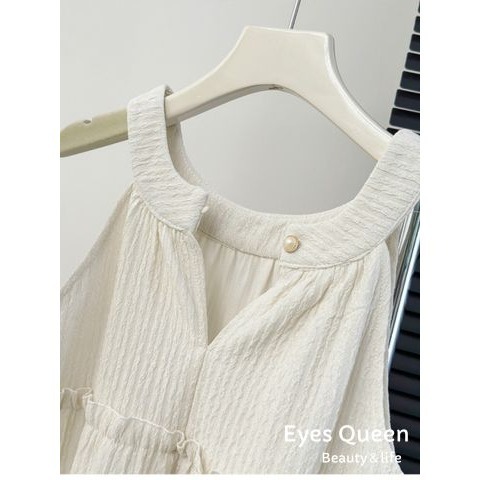 [Eyes Queen]無袖圓領掛脖兩件式套裝 兩件套裝 掛脖上衣+直筒褲 套裝 泡泡棉料兩件式套裝-細節圖8