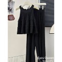 [Eyes Queen]無袖圓領掛脖兩件式套裝 兩件套裝 掛脖上衣+直筒褲 套裝 泡泡棉料兩件式套裝-規格圖9
