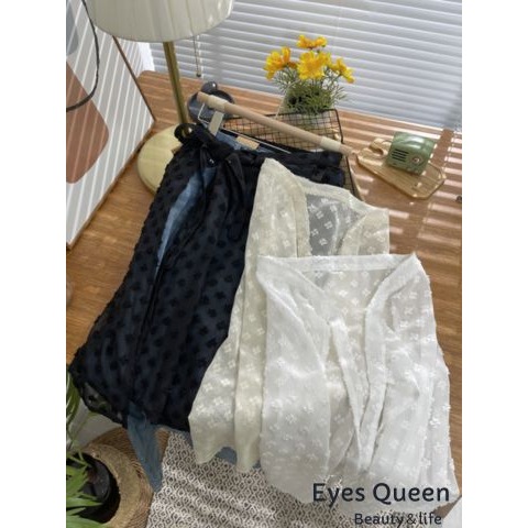 [Eyes Queen]現貨 東大門透視網紗蕾絲花朵拼接綁帶裙 蕾絲裙 疊穿網紗裙 網紗裙 半身蕾絲裙 透視網紗裙-細節圖8