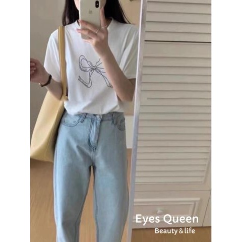 [Eyes Queen]現貨 蝴蝶結短袖T恤 蝴蝶結上衣 蝴蝶結T恤 短袖T恤 T恤 蝴蝶結T-細節圖3