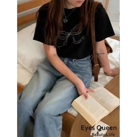 [Eyes Queen]現貨 蝴蝶結短袖T恤 蝴蝶結上衣 蝴蝶結T恤 短袖T恤 T恤 蝴蝶結T-細節圖5