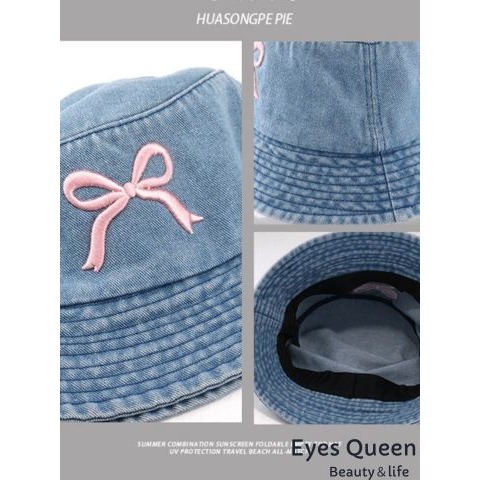 [Eyes Queen]蝴蝶結刺繡漁夫帽 蝴蝶結刺繡牛仔帽 漁夫帽 遮陽帽 水桶帽-細節圖6
