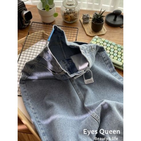 [Eyes Queen] 現貨 高腰包臀牛仔裙 牛仔後開岔長裙 牛仔長裙 牛仔裙-細節圖7