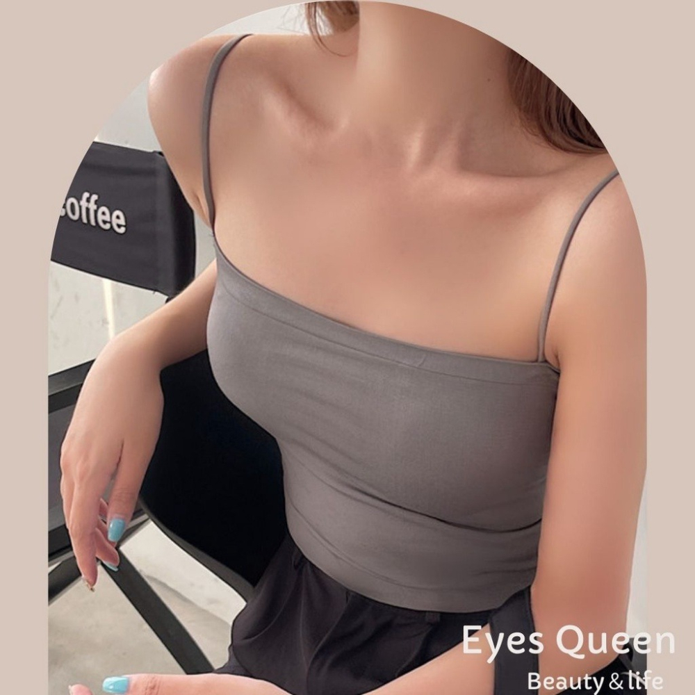 [Eyes Queen] 現貨 乳膠胸墊平口背心 BRATOP 細肩帶小可愛 平口背心 內搭 平口小可愛 小可愛 背心-細節圖9
