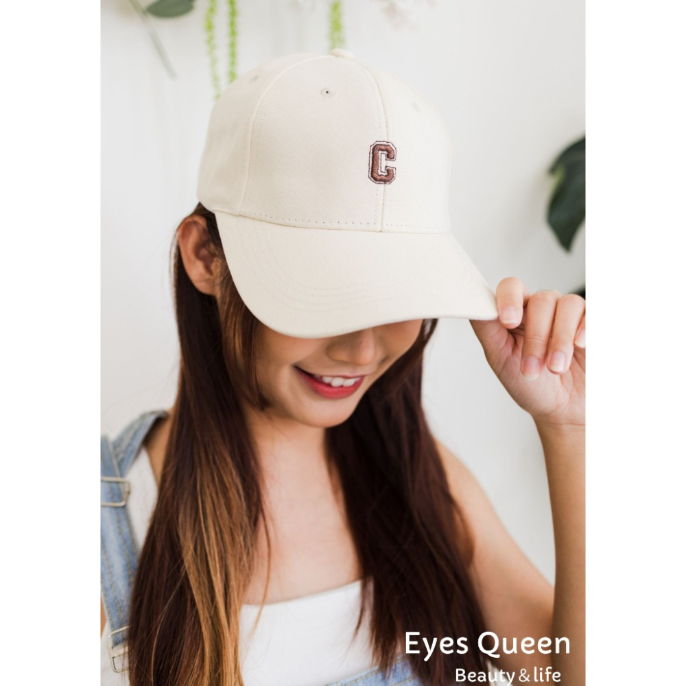 [Eyes Queen] 現貨 C字刺繡硬頂棒球帽 遮陽帽 棒球帽 鴨舌帽 帽子女 硬頂棒球帽 帽子 立體C字棒球帽-細節圖6