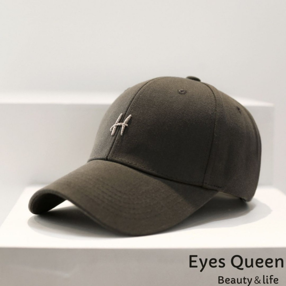 【Eyes Queen】 現貨 硬頂棒球帽 H字母英文刺繡棒球帽 遮陽帽 棒球帽 帽子 立體H字棒球帽 鴨舌帽 帽子女-細節圖5