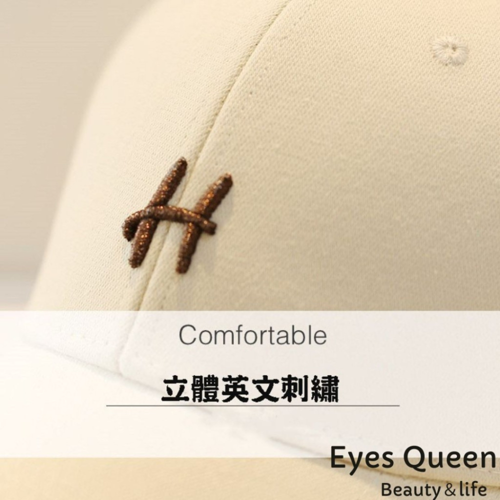 【Eyes Queen】 現貨 硬頂棒球帽 H字母英文刺繡棒球帽 遮陽帽 棒球帽 帽子 立體H字棒球帽 鴨舌帽 帽子女-細節圖8