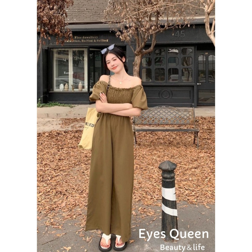 [Eyes Queen]現貨 方領連身寬褲 一字領連身寬褲 連身褲 一字領連身長褲 寬褲 連身闊腿褲 連身長褲-細節圖7