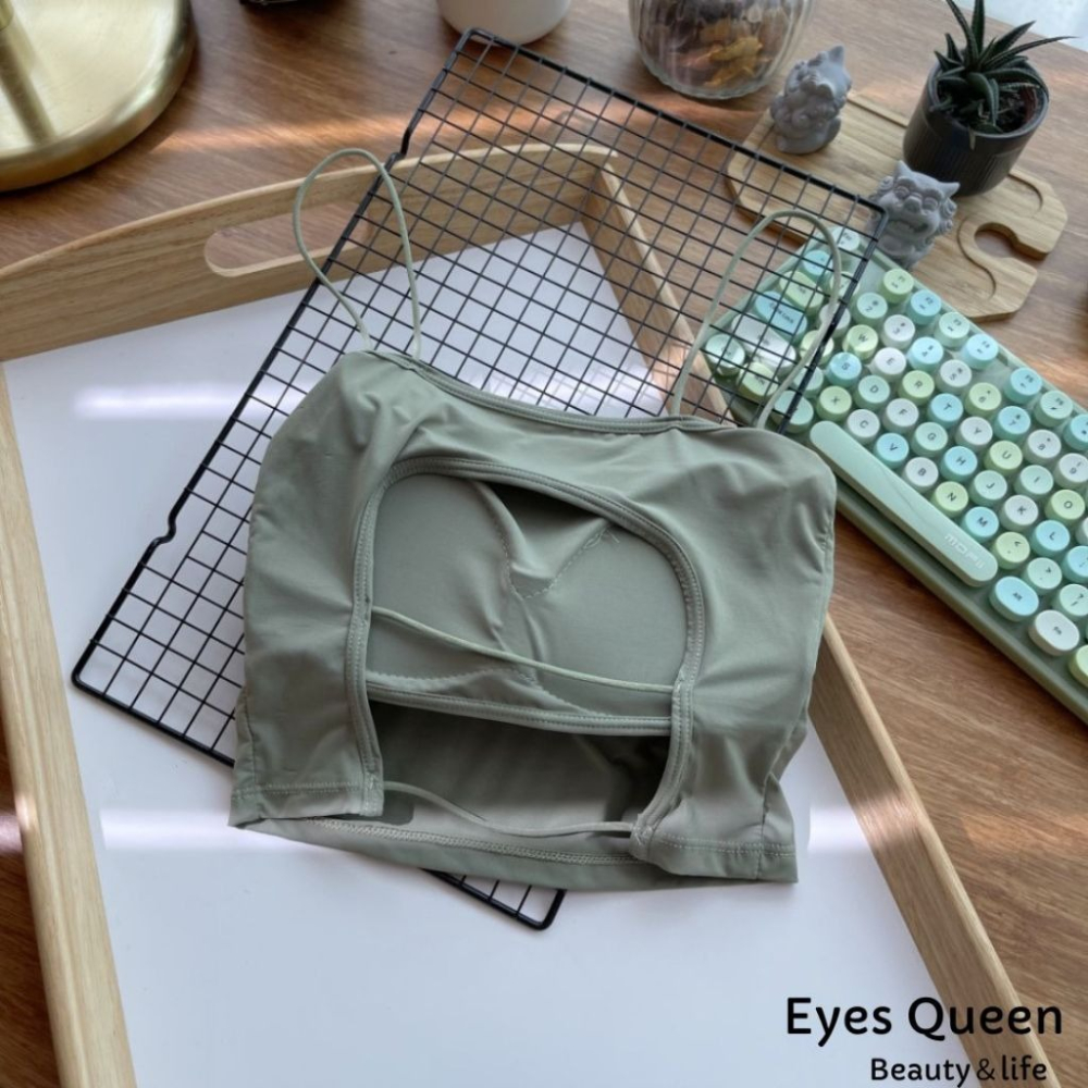 [Eyes Queen] 現貨 冰絲帶胸墊小可愛 冰絲吊帶 冰絲小可愛 冰絲美背小可愛 冰絲吊帶-細節圖2