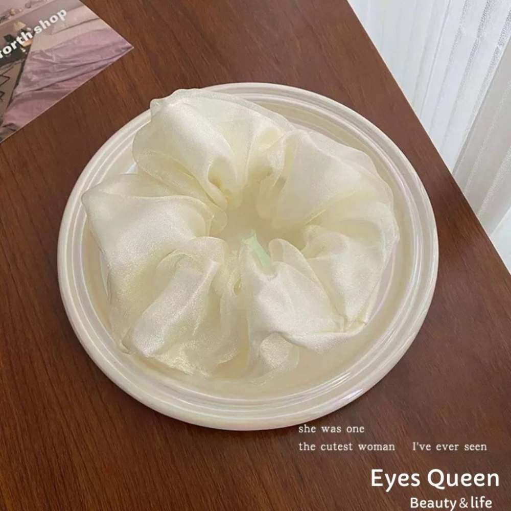 [Eyes Queen] 現貨 超仙純色網紗大腸髮圈 大肥腸髮圈 髮圈 髮飾 綁髮 大腸圈 造型髮圈-細節圖7