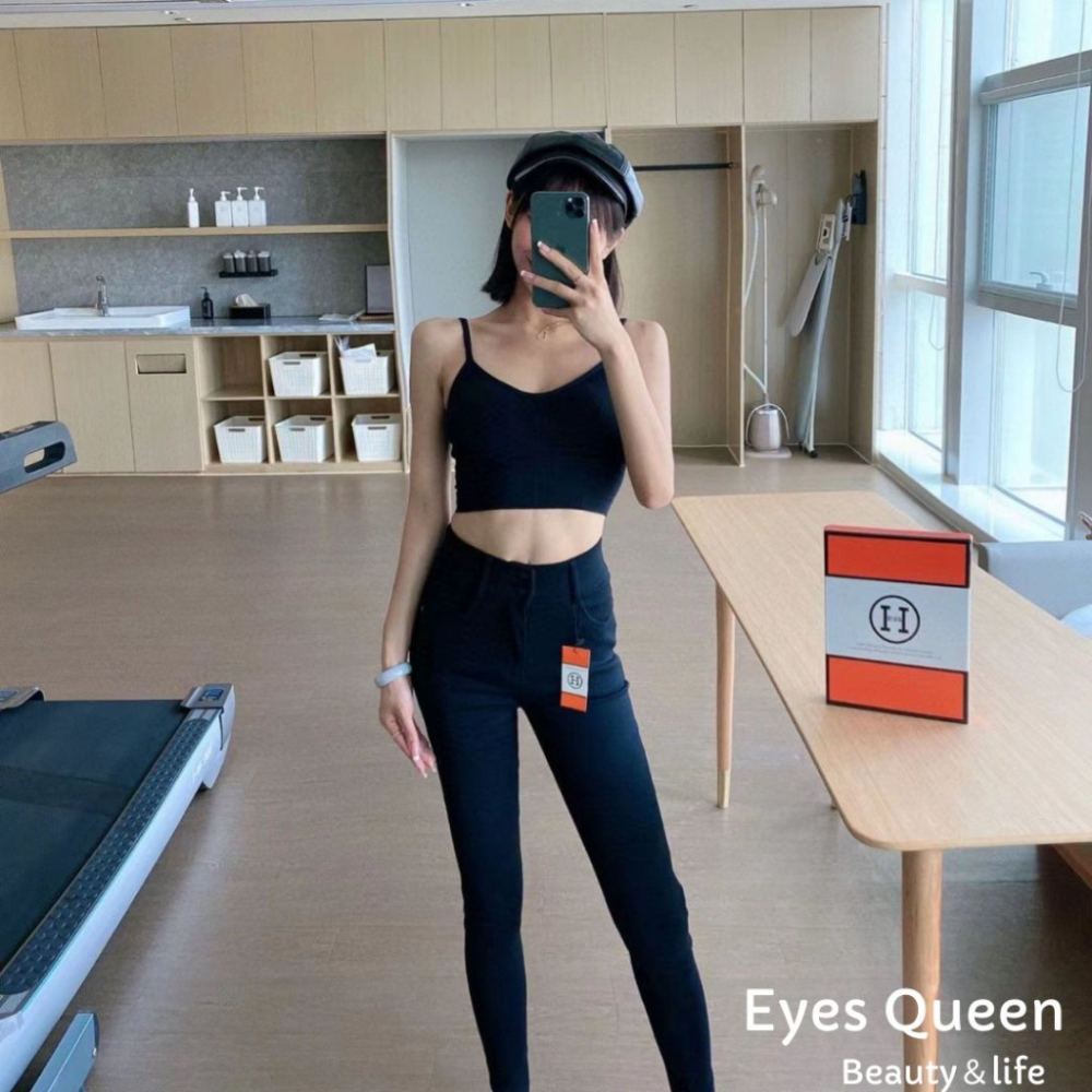 [Eyes Queen] 現貨 韓版超彈力魔術褲 顯瘦高彈力黑褲 小腳褲 超彈力九分褲 彈力小黑褲 黑褲 牛仔黑褲-細節圖3