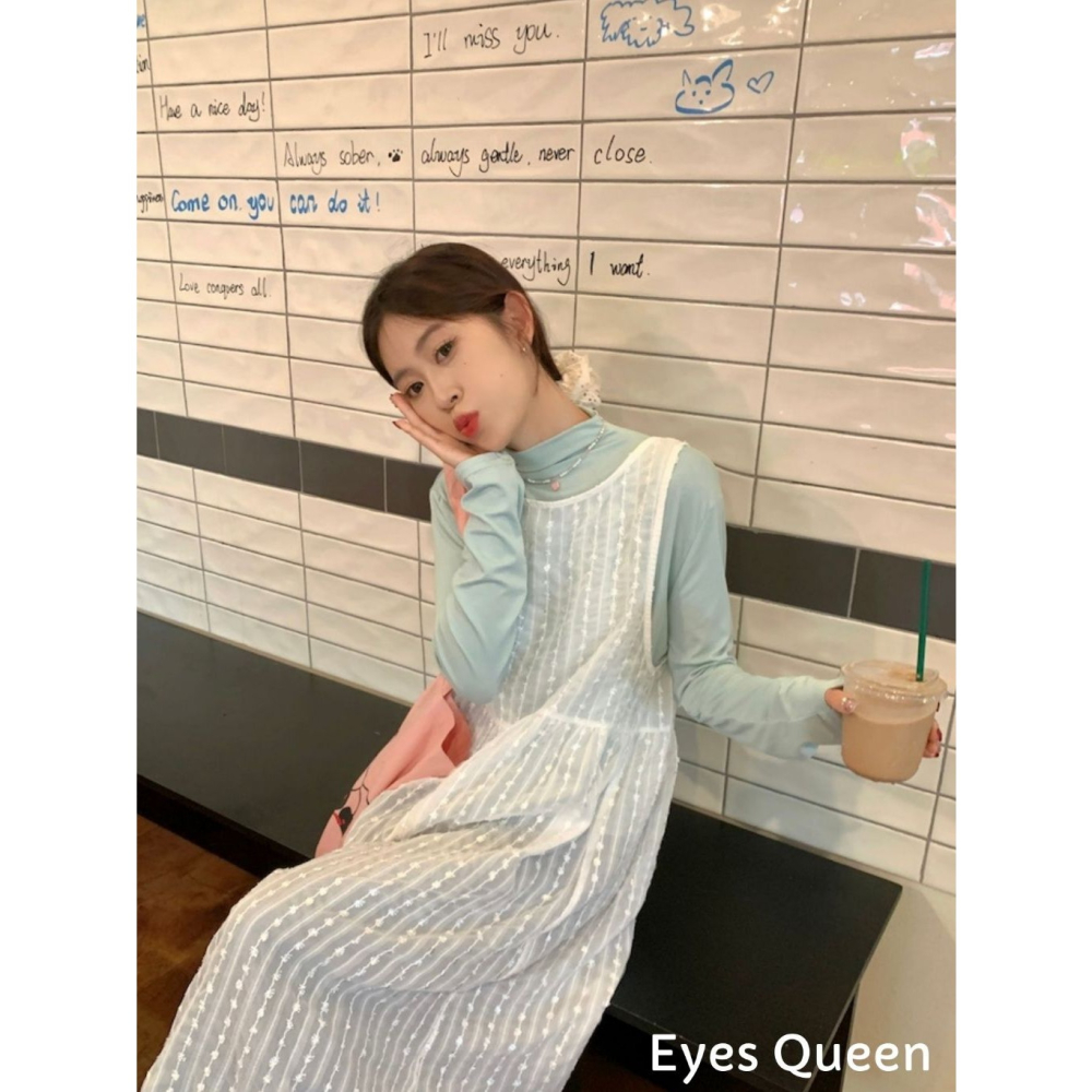 [Eyes Queen] 現貨 白色背心連身裙 疊穿罩衫 疊穿外套 罩衫 長版綁帶罩衫 白色綁帶罩衫 長版薄罩衫 薄罩衫-細節圖5