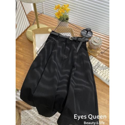[Eyes Queen]現貨 休閒口袋水洗棉半身長裙(附皮帶) A字長裙 長裙 棉長裙-細節圖6