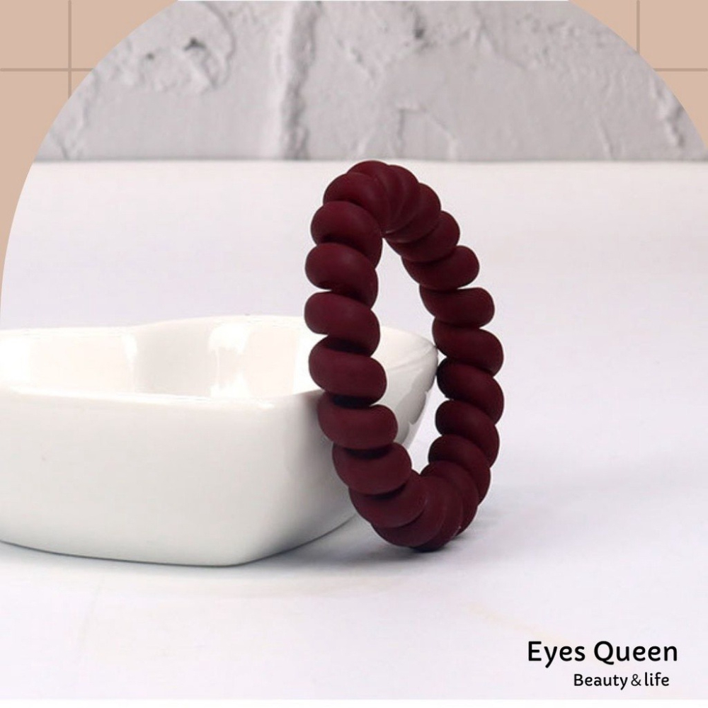 [Eyes Queen] 現貨 電話線髮圈 磨砂橡皮筋 髮圈 髮飾 無痕綁髮 橡皮筋 綁髮 造型髮圈 大腸圈-細節圖8