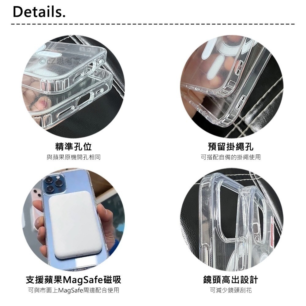 《免運》iPhone MagSafe 磁吸防摔殼 i15 14 13 12 11 Pro Max 手機殼 保護殼 透明殼-細節圖2
